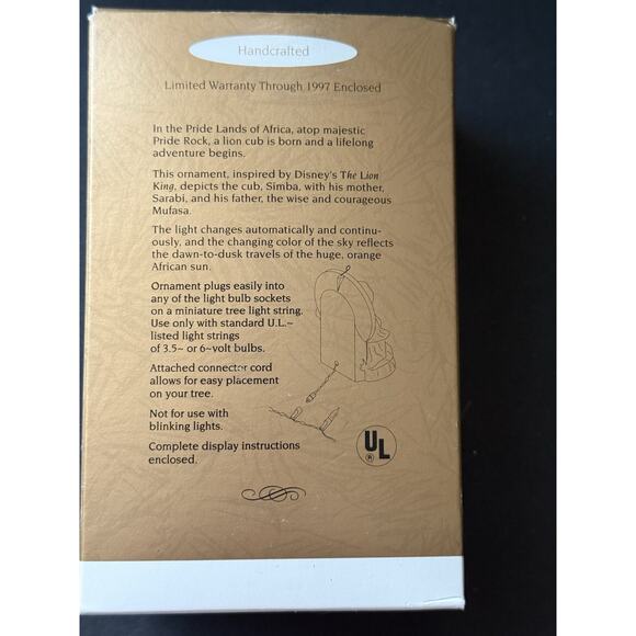 Hallmark 1997 Lion King Simba Sarabi Mufasa Magic Light Keepsake Ornament - Picture 7 of 9
